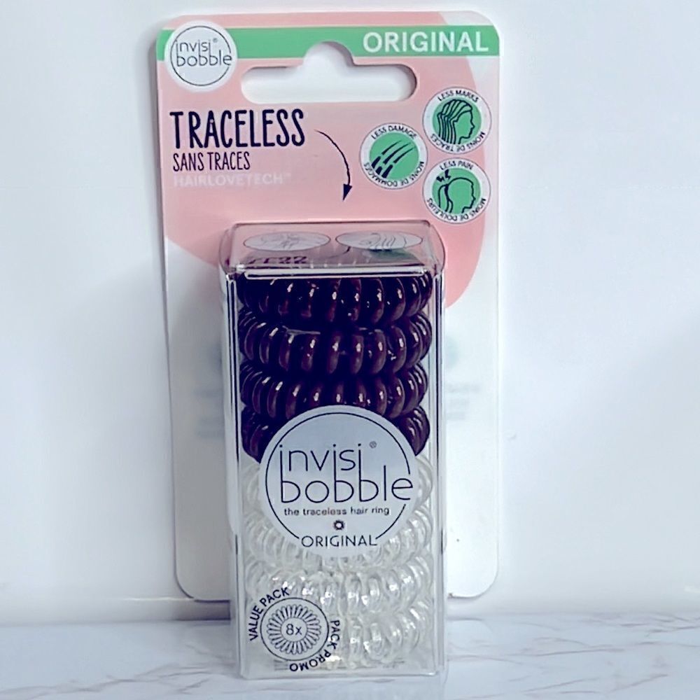 🌟$10 Invisibobble Original Traceless Hair Ring Multipack Crystal Clear &  Brown
